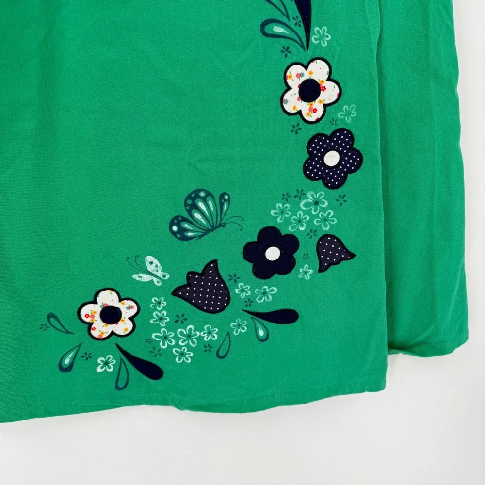 Vintage Zero 4 Marcy Reversible Floral‎ Wrap Skirt Green Cotton A-Line Size 4